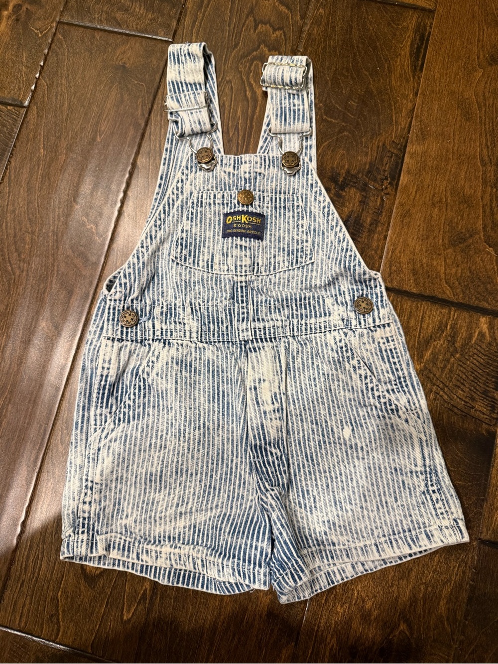 Vintage OshKosh B'gosh Blue White Striped Denim Shortalls